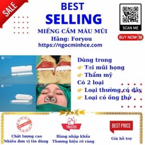 Miếng cầm máu mũi Model ND0802T, kích thước: (80x20x15)mm. ( Có ống thở)